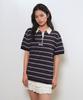GENERALIDEA Striped Loose Collar Half Knit [Navy] / Gf2Lkp530