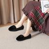 Fashion Cute Rabbit Ear Furry Flats Woman Big Size 34-43 Smooth Fur Loafers Winter Warm Barefoot Cotton Shoes Ladies Shearling Mocasines