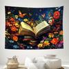 Enchanted Book Tapestry, Calming Wall Art with Open Book, Colorful Flowers & Butterflies, Ideal for Home & Reading Nook