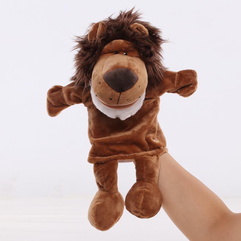 30cm Cartoon Animal Hand Finger Puppet Parent-child Game Plush Toys Doll Lion Elephant Deer Tiger Dog Pig Toy Children GIfts