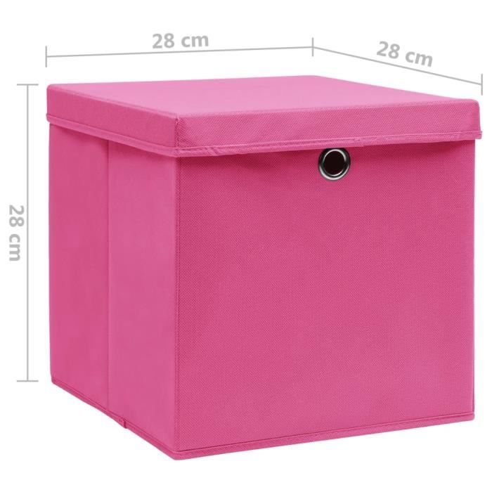 VidaXL Boîtes de rangement avec couvercles 4 pcs 28x28x28 cm Rose
