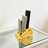 Remote Control Holder with 3 Compartments 3D-Printed Cheese-Shaped Desk Organizer for Table Nightstand Home Office