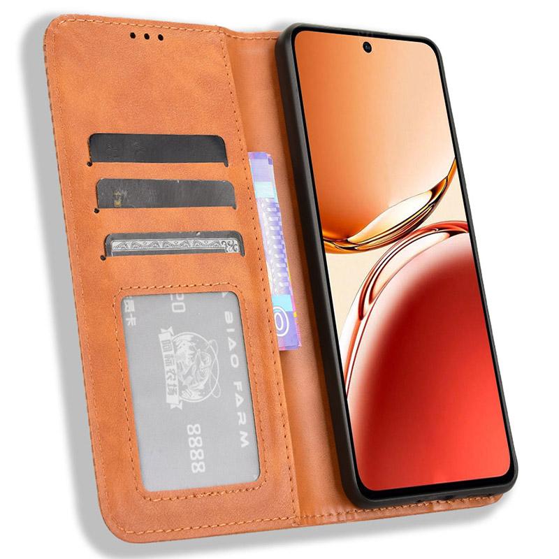 

For OPPO Reno12 F 5G/Oppo F27 5G Case Retro PU Leather Wallet Phone Cover Stand Red