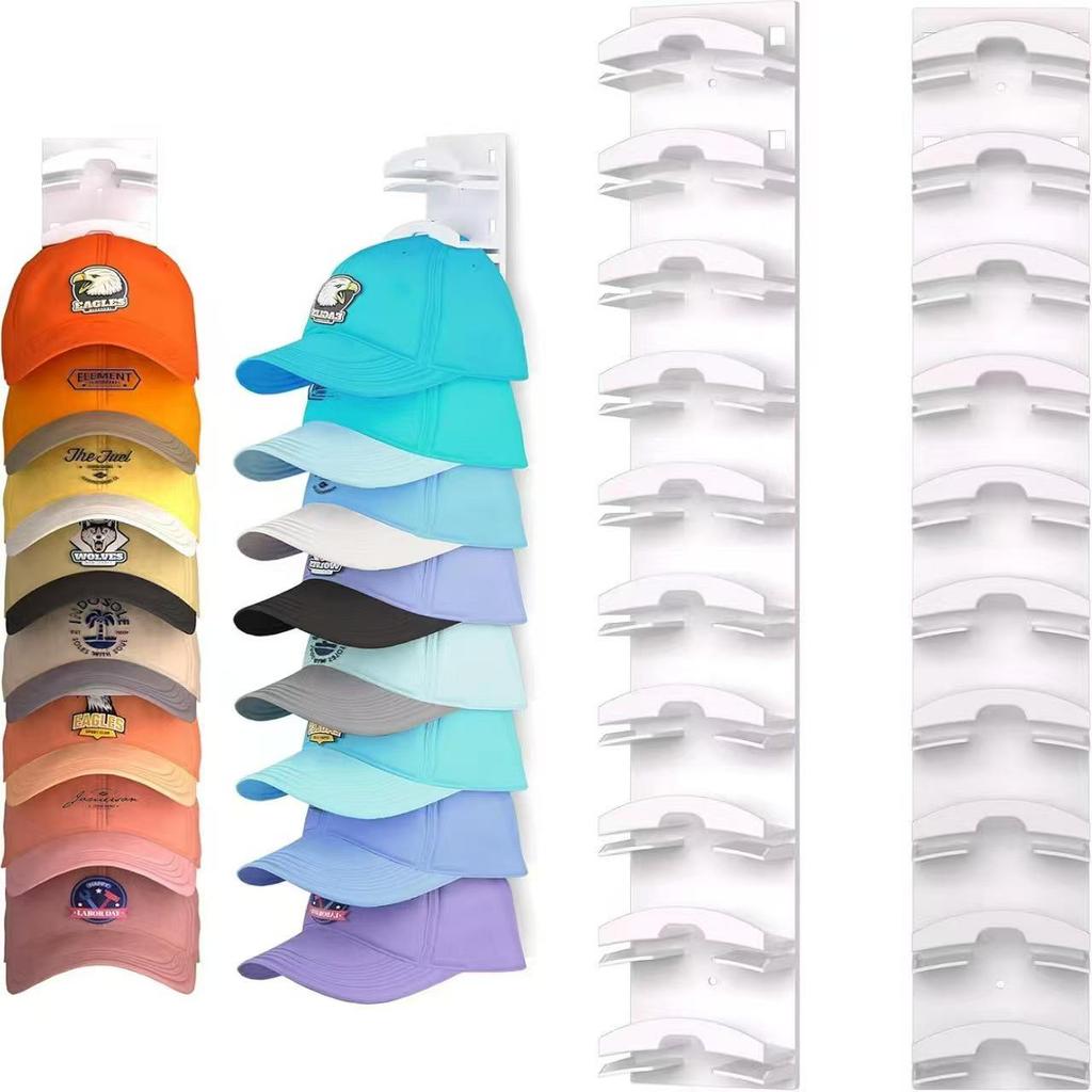 Wall-Mounted No-Punch Baseball Cap Organizer and Storage Rack