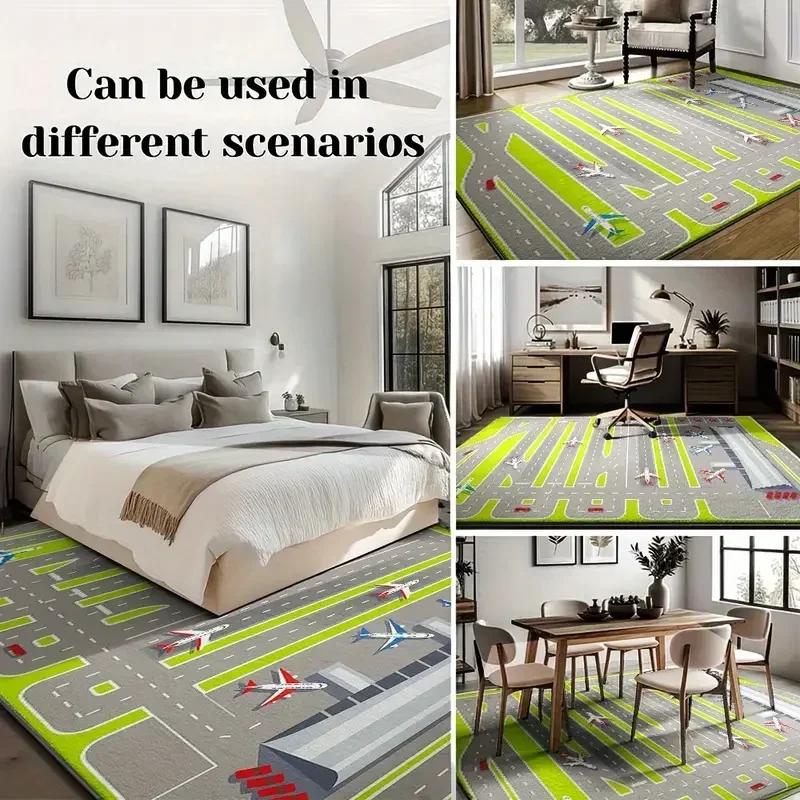 Rainbow Cute Animal Area Rug with Hippo Lion Giraffe Elephant Soft Fluffy Kids Playroom Decorative Carpet