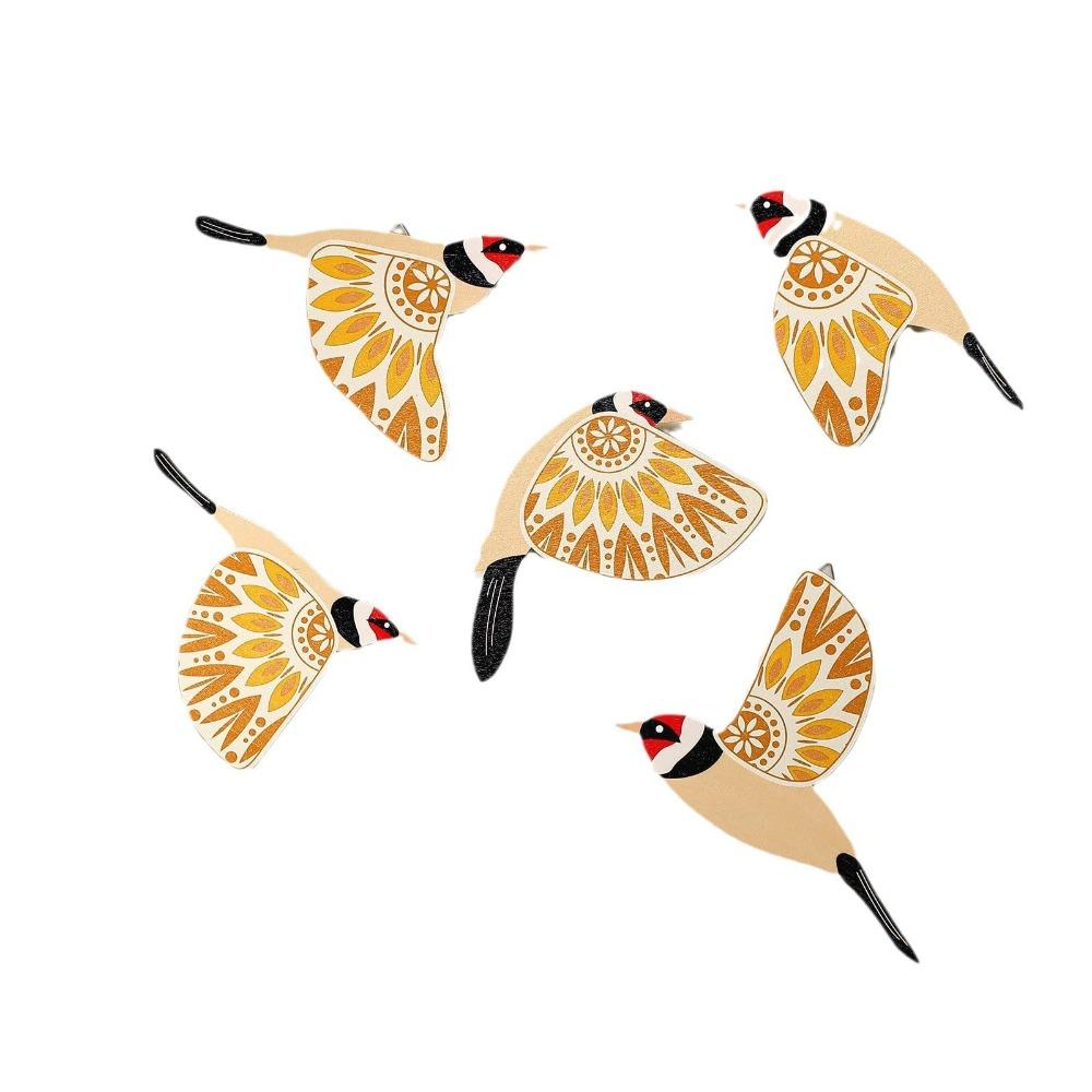 3/5 Pcs 3/5 Pcs Wooden Bird Ornaments Easy Installation Wood Flying Bird Ornaments  Home