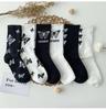 Butterfly Women's Spring Mid-Calf Black & White Scrunched Socks - Trendy Street Sport Style