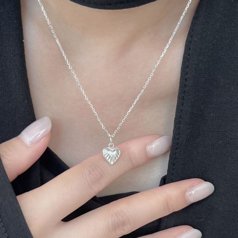 Youngglow silver925 fjäder hjärta halsband (2 färg)