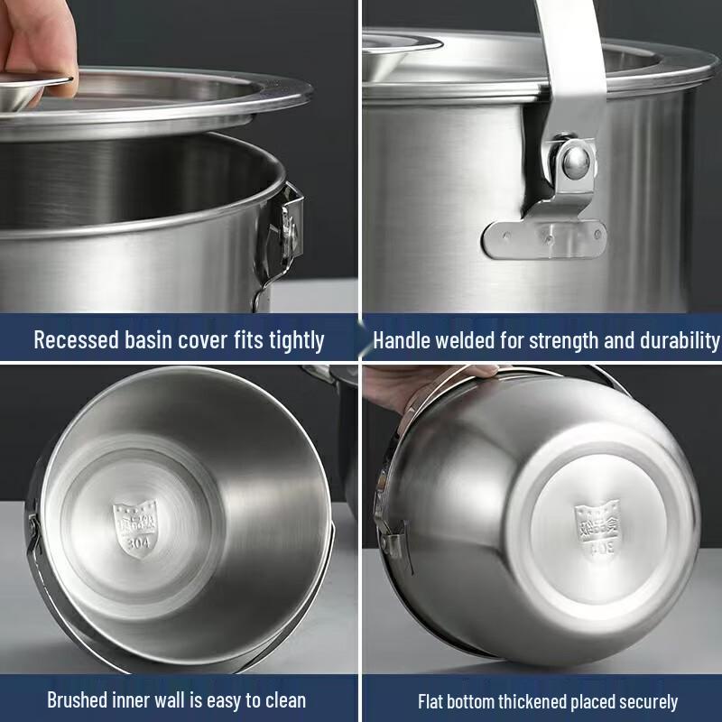 Melang 304 Stainless Steel Oil Storage Pot with Strainer and Lid