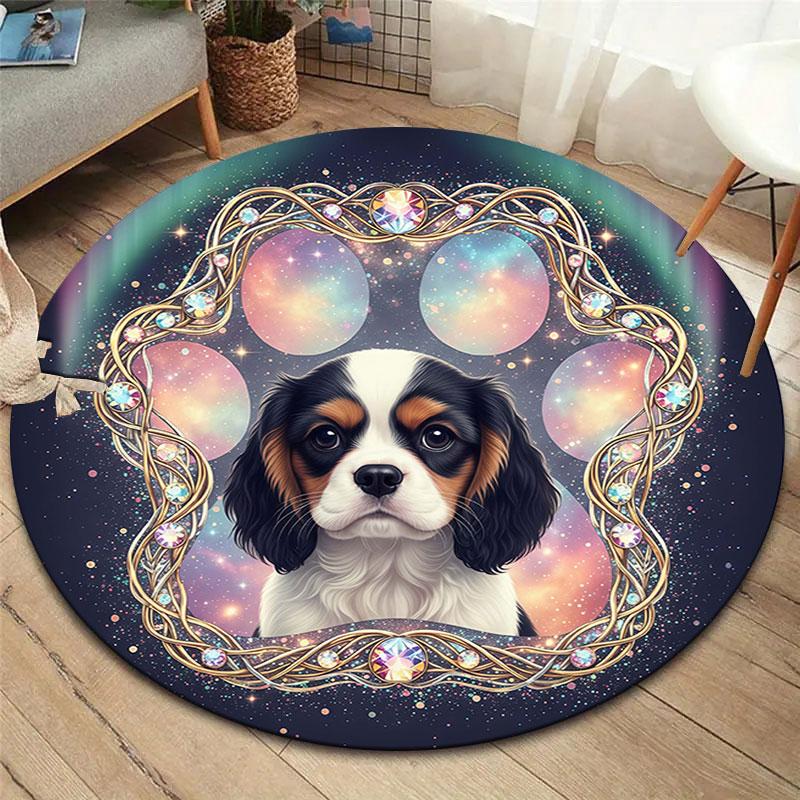 Dogpaws Round Area Rug,Carpet Rug for Living Room Bedroom Sofa Playroom Decor,Non slip Floor Mat
