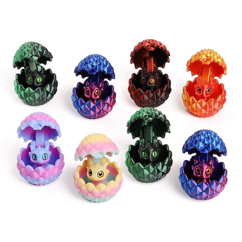 Cute 3D Printed Dragon Eggs with Mini Dragon Surprise Toys for Kids Birthdays Party Favors Easter Goodies Filler Christmas Gifts