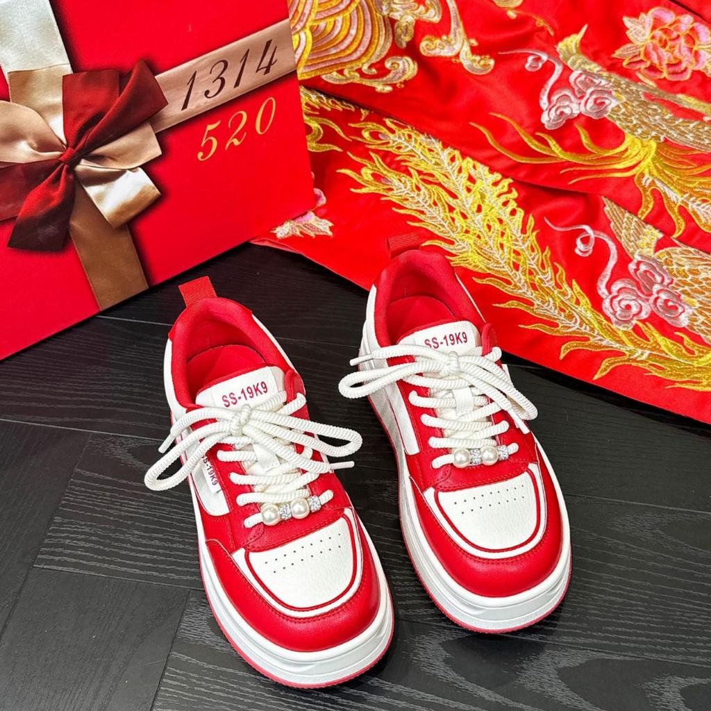 2025 Red Xiuhe Wedding Shoes: Genuine Leather, Non-Slip, Hidden Heel Bridal Heels with Thick Sole