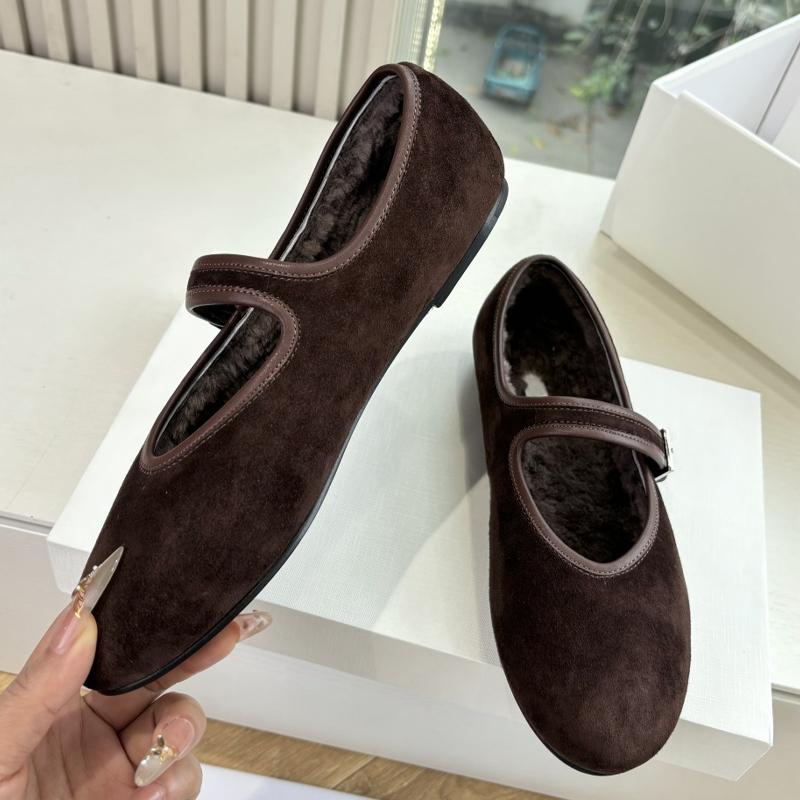 New Ballet Falt Shoes Women Suede Leather Mary Jane Shoes Warm Wool Lining Round Toe Buckle Strappy Cozy Women Casual Shoes