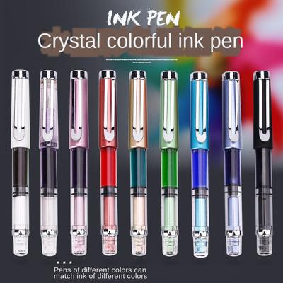 High Quality 3008 Piston Transparent Fountain Pen Set EF/F Silver/GoldenTrim Ink Gift Pen for Office Business School
