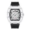 Fashionable Casual Men's Watch Luminous Calendar Function Silicone Strap Tonneau Shaped Transparent Case Men Quartz Watch Reloj