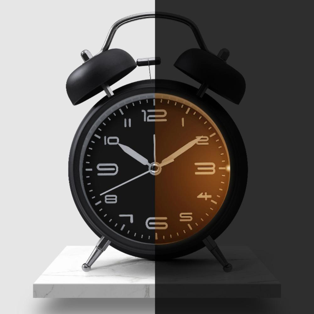 Luminous Twin Bell Loud Alarm Clock 4 Inch Table Clock Retro Student Alarm Clock  Living Room