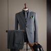 Premium British Two-Button Men's Three-Piece Suit: Solid Color, Western Style, Formal Business Wear