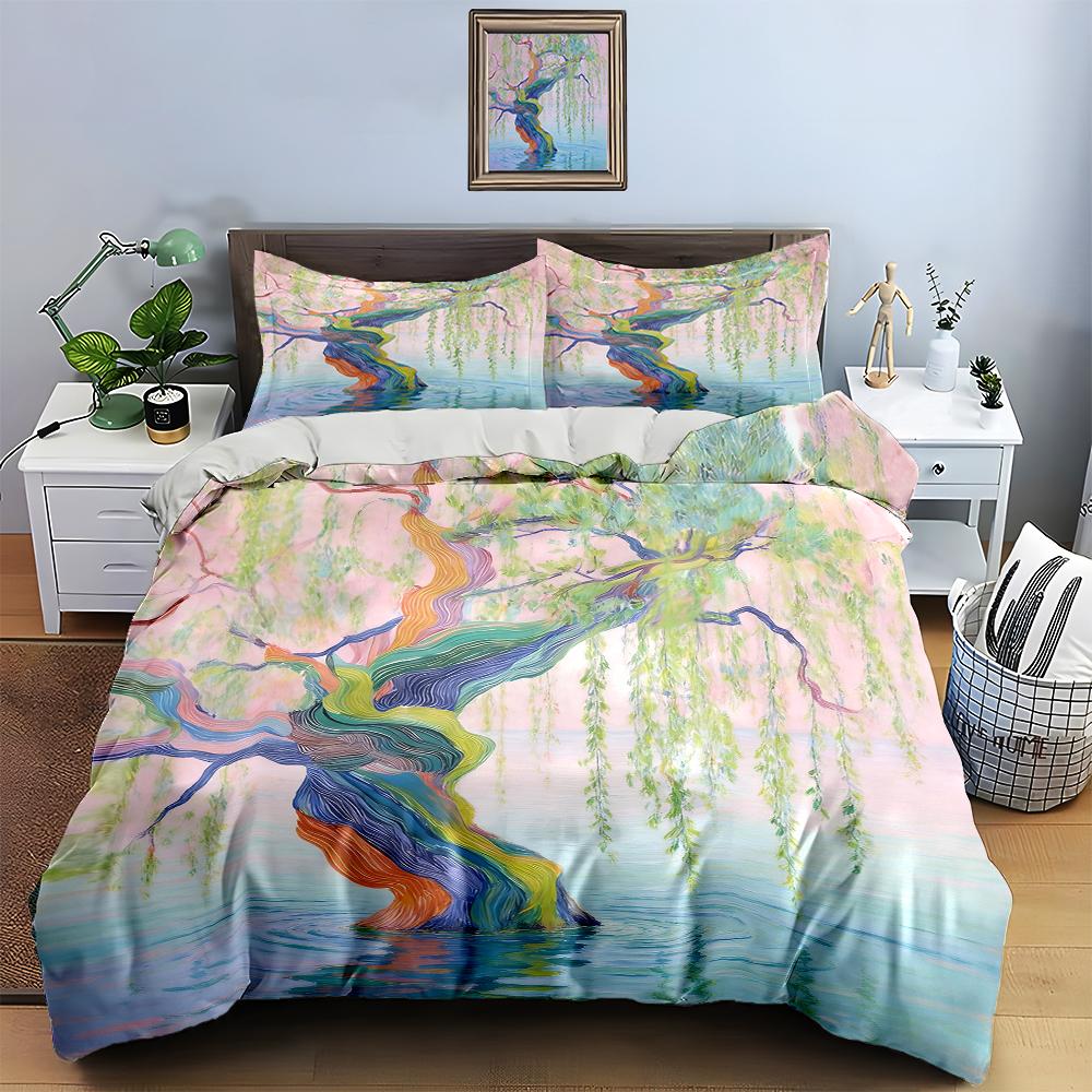 Colorful Twisting Tree Bedding Duvet Cover Sets Duvet Covers Pillowcases Gifts (1 * Duvet Cover 2 * Pillowcases, Without Duvet Insert)