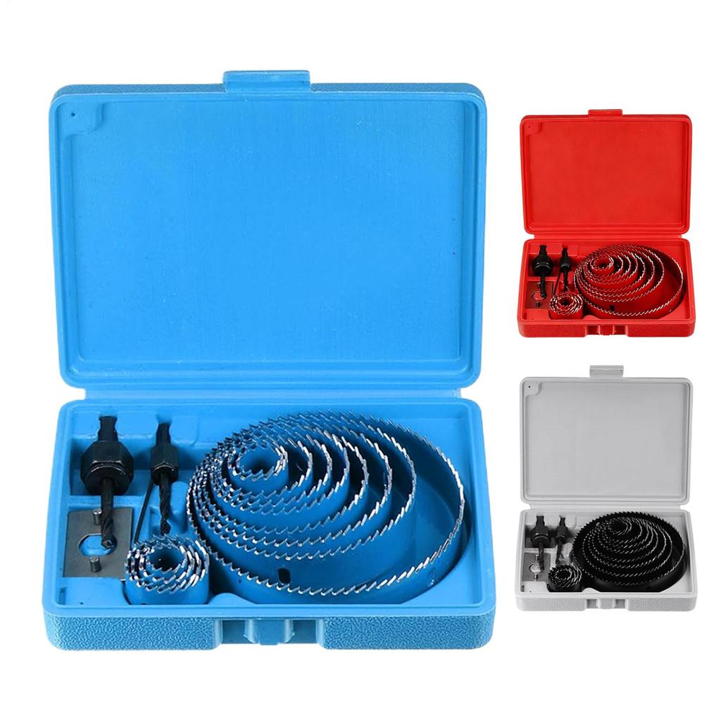 Hole Saw Set 13-pieces Bit Cutter Tools Set Wood Hole Saw Kit for Soft Wood Plywood PVC Workshop Construction Home Improvement