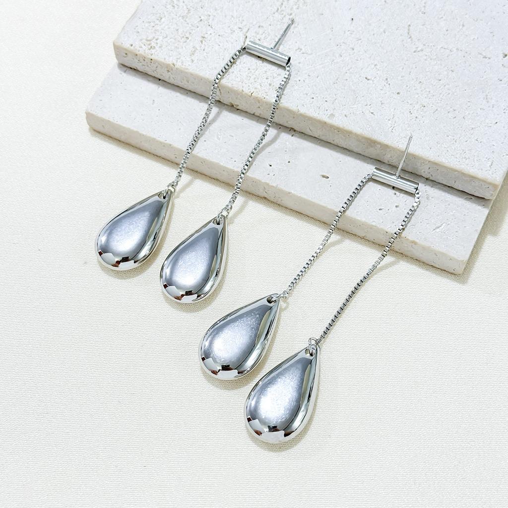 Alloy Water Drop Tassel Temperament Long Earrings High-End Simple Studs Cold Wind Earrings