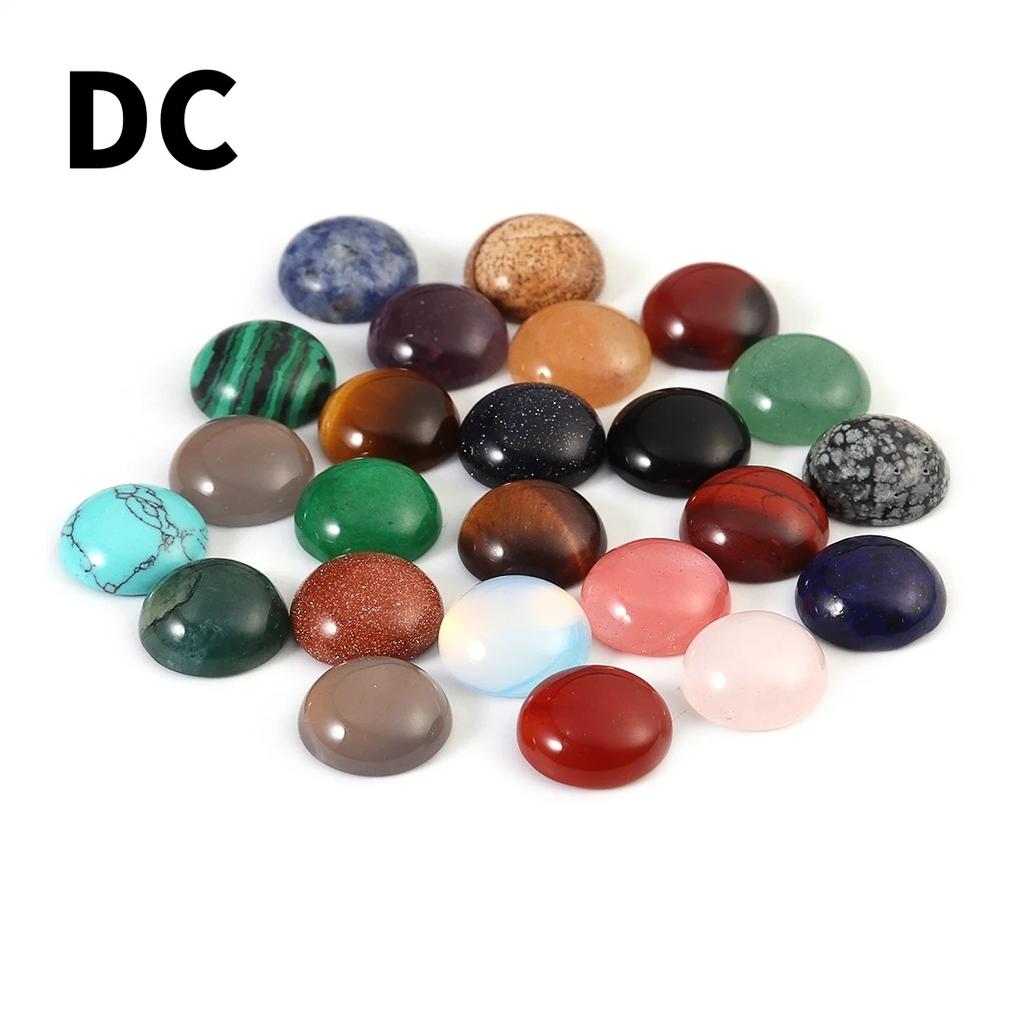 DC 5/10 Stück Naturstein Cabochon Perlen 4/6/8/10/12/14/16/18/20/25mm Runde Cabochon Lose Perlen Cabochon Cameo DIY Ring Halskette