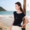 Women's Plus Size Round Neck Slim Knit Short Sleeve Top