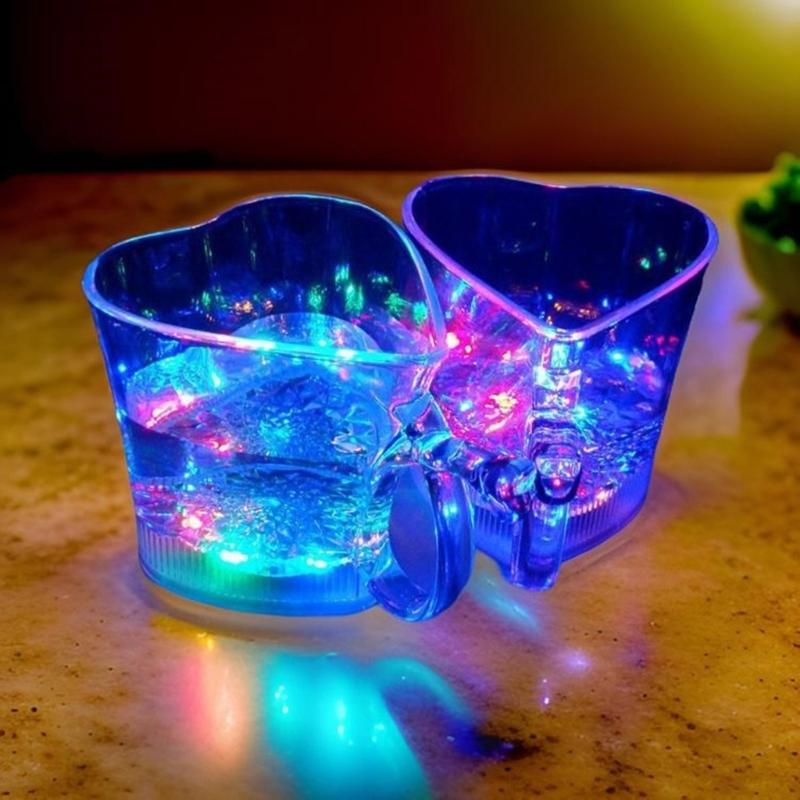 Changing Color Cup Love Heart Cup with LED Light Colorful Cups Drinking Cup Wine Cups PP Texture Suitable for Wine