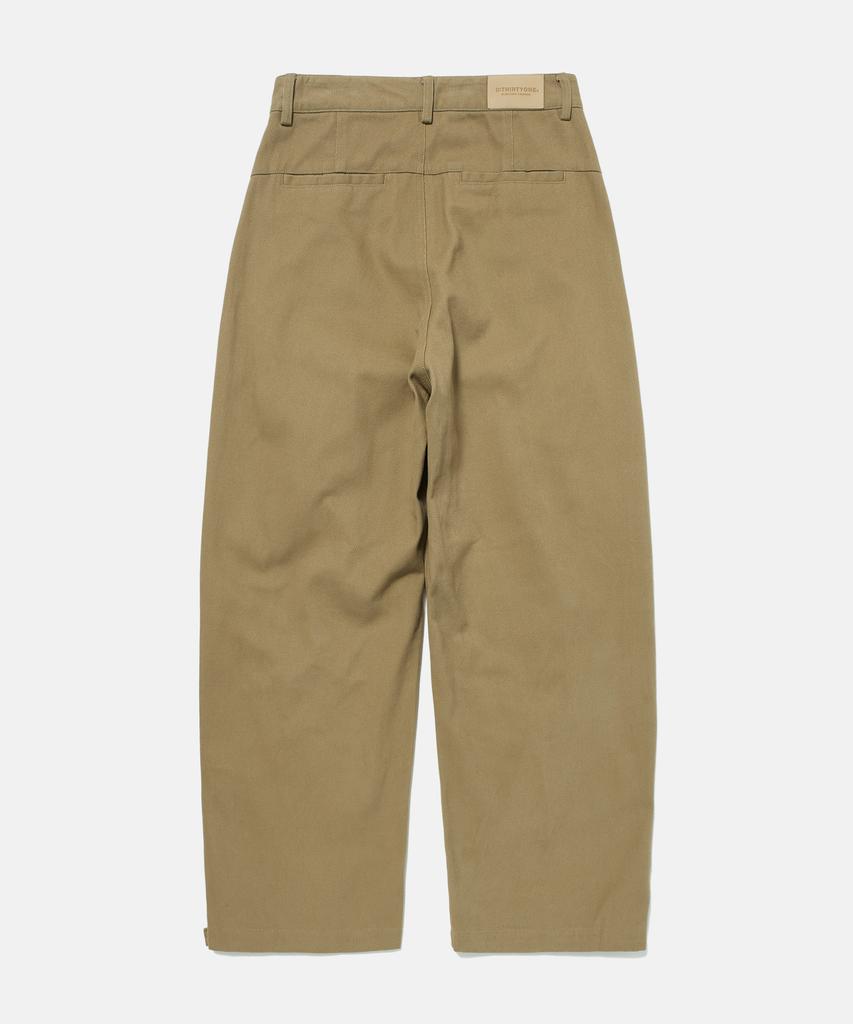 DTHIRTYONE Side Zip Pleated Cotton Pants (Camel Beige)