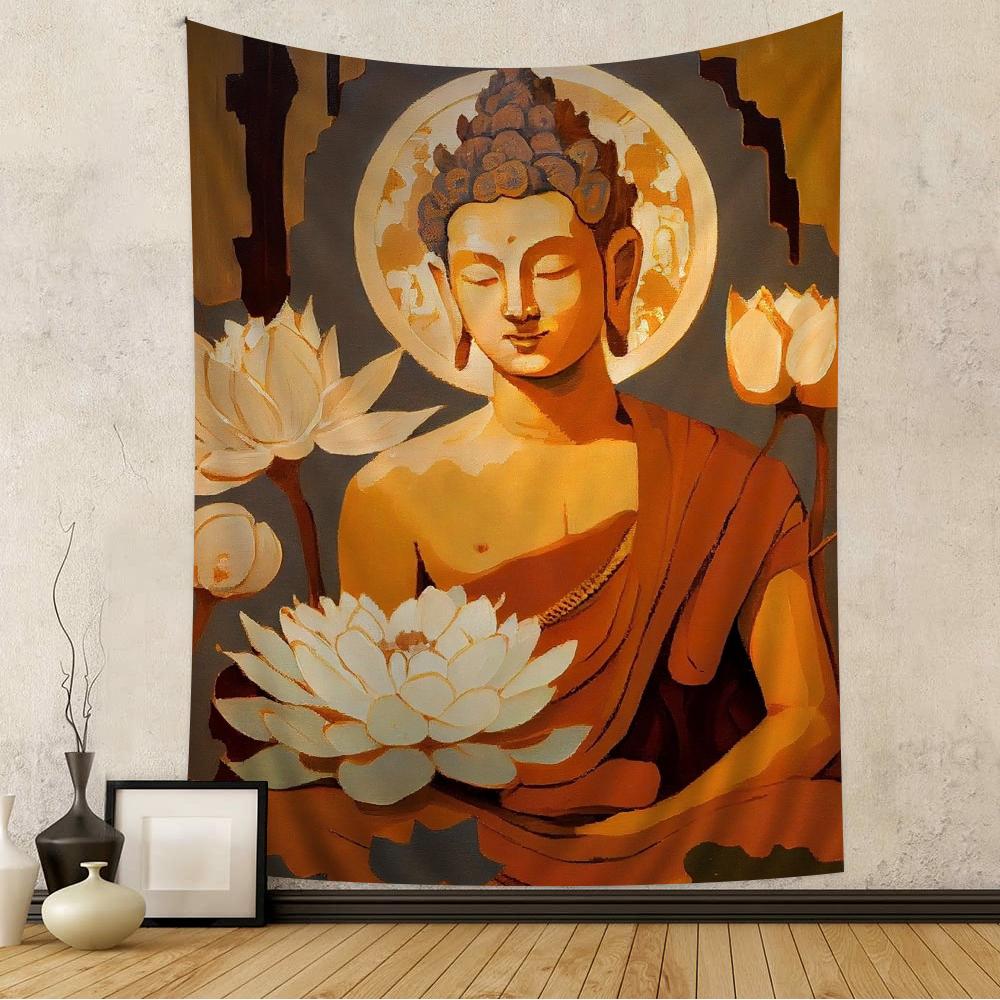 Religious Buddha With Flowers Hanging Bohemian Tapestry Bohemian Wall Tapestries Mandala Kawaii Room Decor