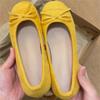 Xiaoxiangfeng Shallow Mouth Single Shoes Women's 2025 Autumn New Bow Flat Beanie Shoes Gentle Yellow Ballet Shoes