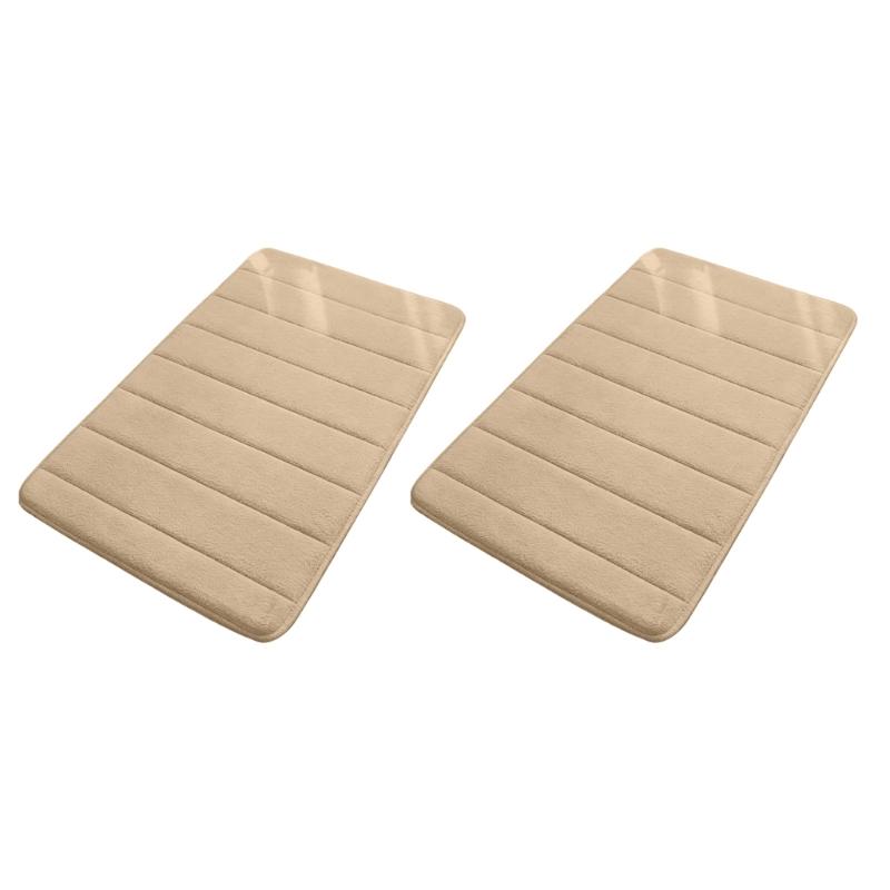 Set Of 2 NonSlip Bath Mats Quick Dry Rugs Polyester Carpet Easy To Clean Bathmat Machine Washable