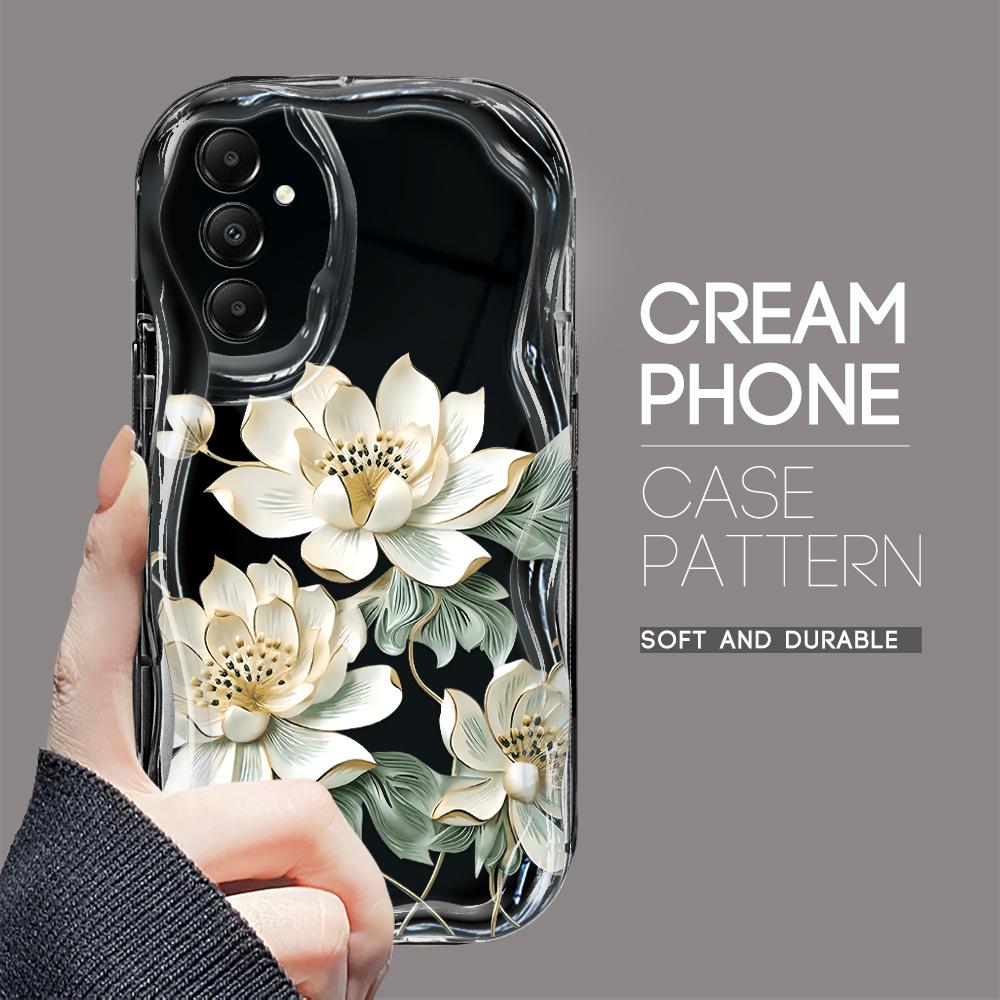 Roztomilý kreslený vzor s krémovou texturou Pouzdro s měkkým silikonovým zvlněným okrajem pro Samsung