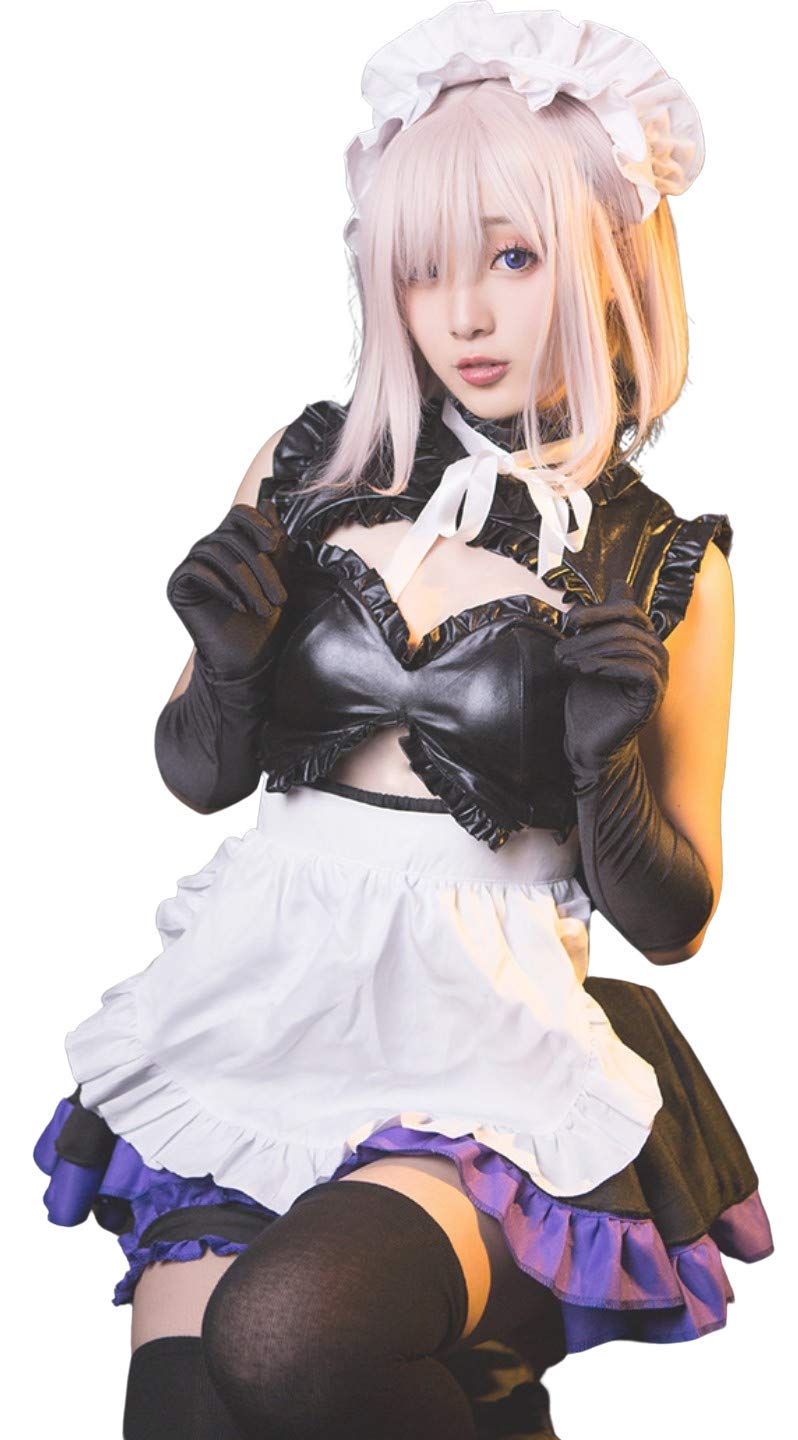 

Леди Ленивая Горничная Косплей Судьба Готическая Лолита Мини Черное Платье, Длина, Кожа, (L) чёрный