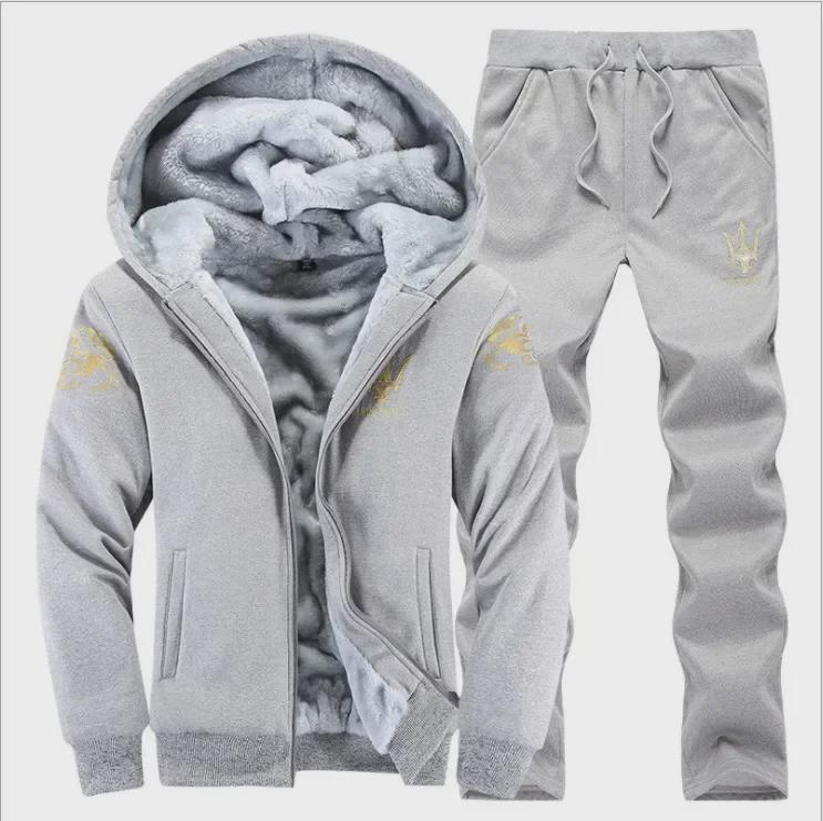 Pánská sportovní plus sametová baseballová bunda - Podzim/Zima Mikina s dlouhým rukávem na fitness