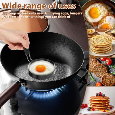 Stainless Steel Fried Egg Mold Set with Various Shapes Non Stick Heat-resistant Silicone Handle Fried Egg Ring Mold