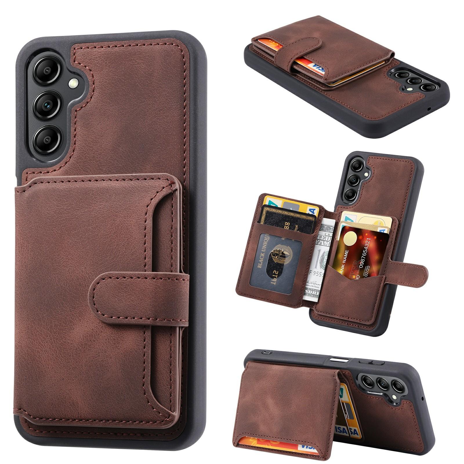 

For Samsung Galaxy S25+ Case Wallet Card Slot TPU+PU Leather Back Phone Cover Coffee