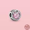 Ciondolo in Argento Sterling 925 Cuore Rosa Fiore Palloncino Infinito Amore Charm Perla Fai da Te Adatto Bracciale Moda Originale Gioielli Donna