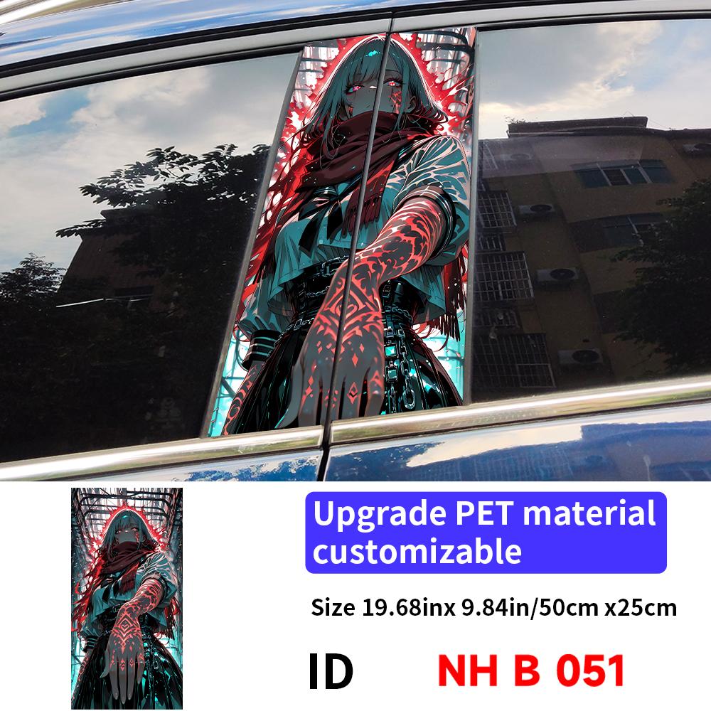 Cyberpunk Girl Car Stickers Auto B-pillar Car Center Column Decor Cover Scratches Waterproof Sunscreen Vinyl Decals Accessories