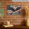2D Flat, 1pc "250th Anniversary 1776-2026" Bald Eagle Aluminium Sign 12x8 Inch - USA Patriotic Flag & Vintage Eagle Design, Independence Day Metal