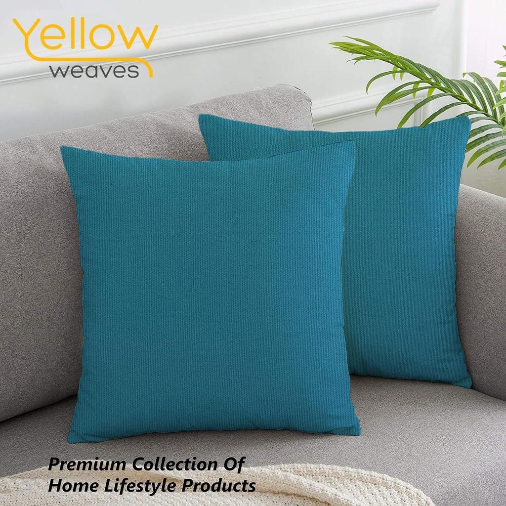 Cotton Canvas Decorative Cushion Covers, (16 X 16 Inch), Set of 5, Sky Blue, 250 TC