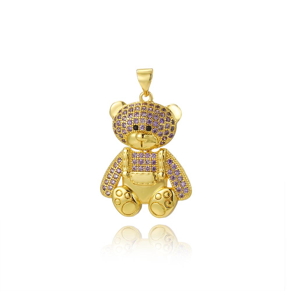 Exaggerated Copper Panda Pendant with Diamonds - Fashionable, Cute, Color-Preserving Animal Bear Charm Jewelry