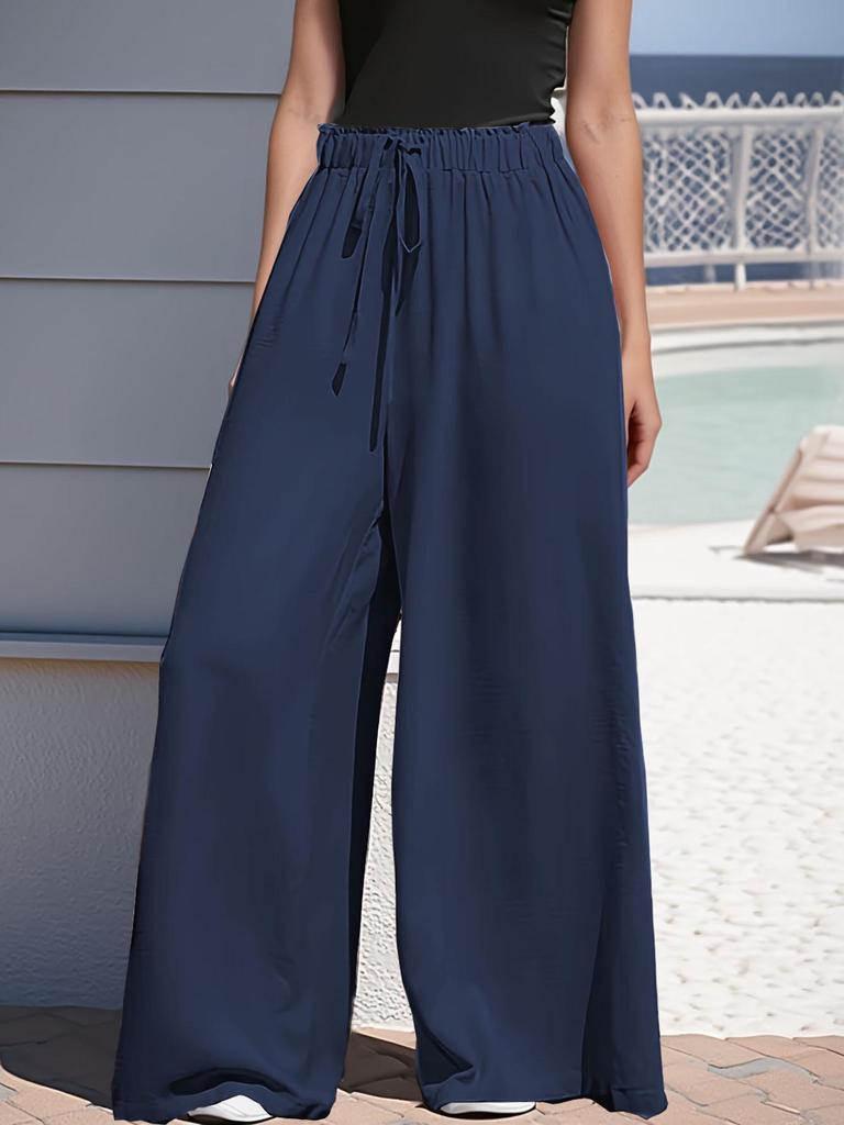 2025 Women's Four Seasons Wide-Leg Drawstring Casual Trousers