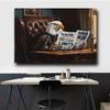 Cartoon Abstract Funny Office Animal Leader Read Newspaper Poster Canvas Painting Printing Art Picture Home Room Wall Decor Gift