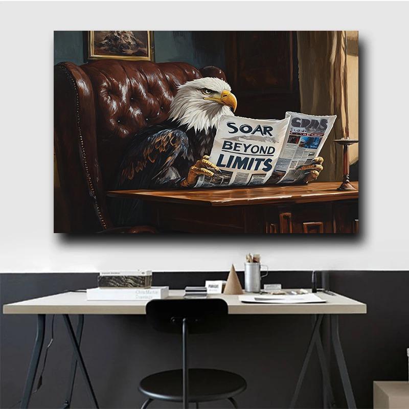Cartoon Abstract Funny Office Animal Leader Read Newspaper Poster Canvas Painting Printing Art Picture Home Room Wall Decor Gift