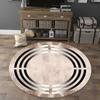 Luxury Round Area Rug Collection With Marble Greek Key Palm Leaf Patterns Modern Minimalist Carpet For Living Room Decor