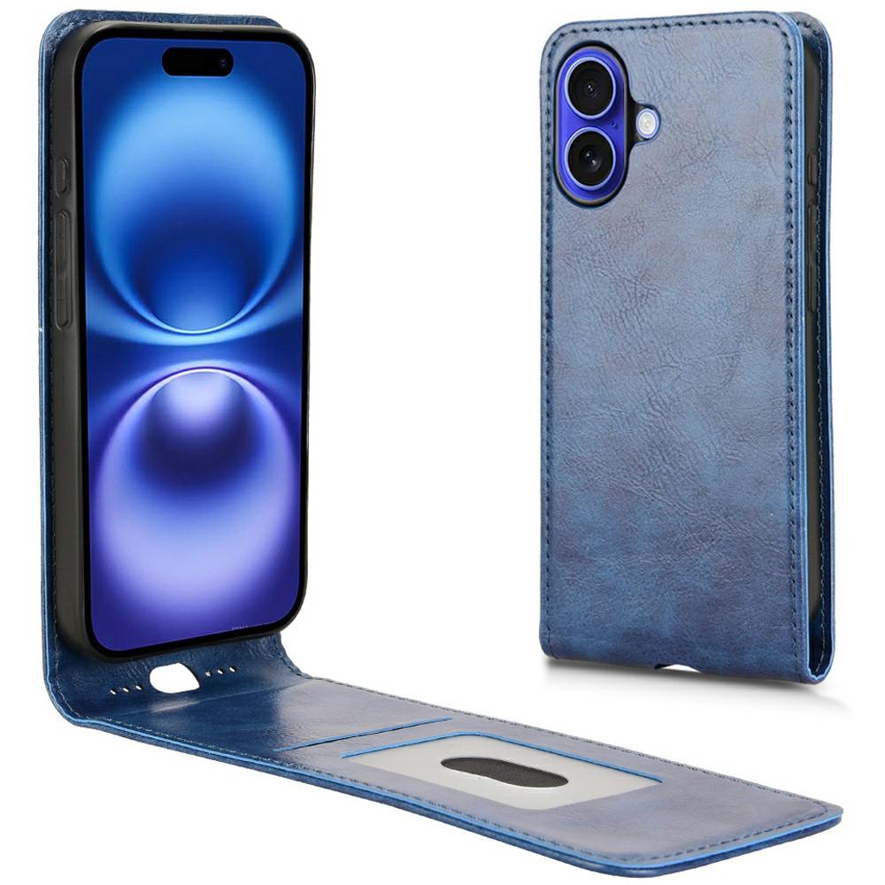 

Чехол для iPhone 16 Plus с отделением для карт, магнитный откидной кожаный чехол для телефона Dark Blue