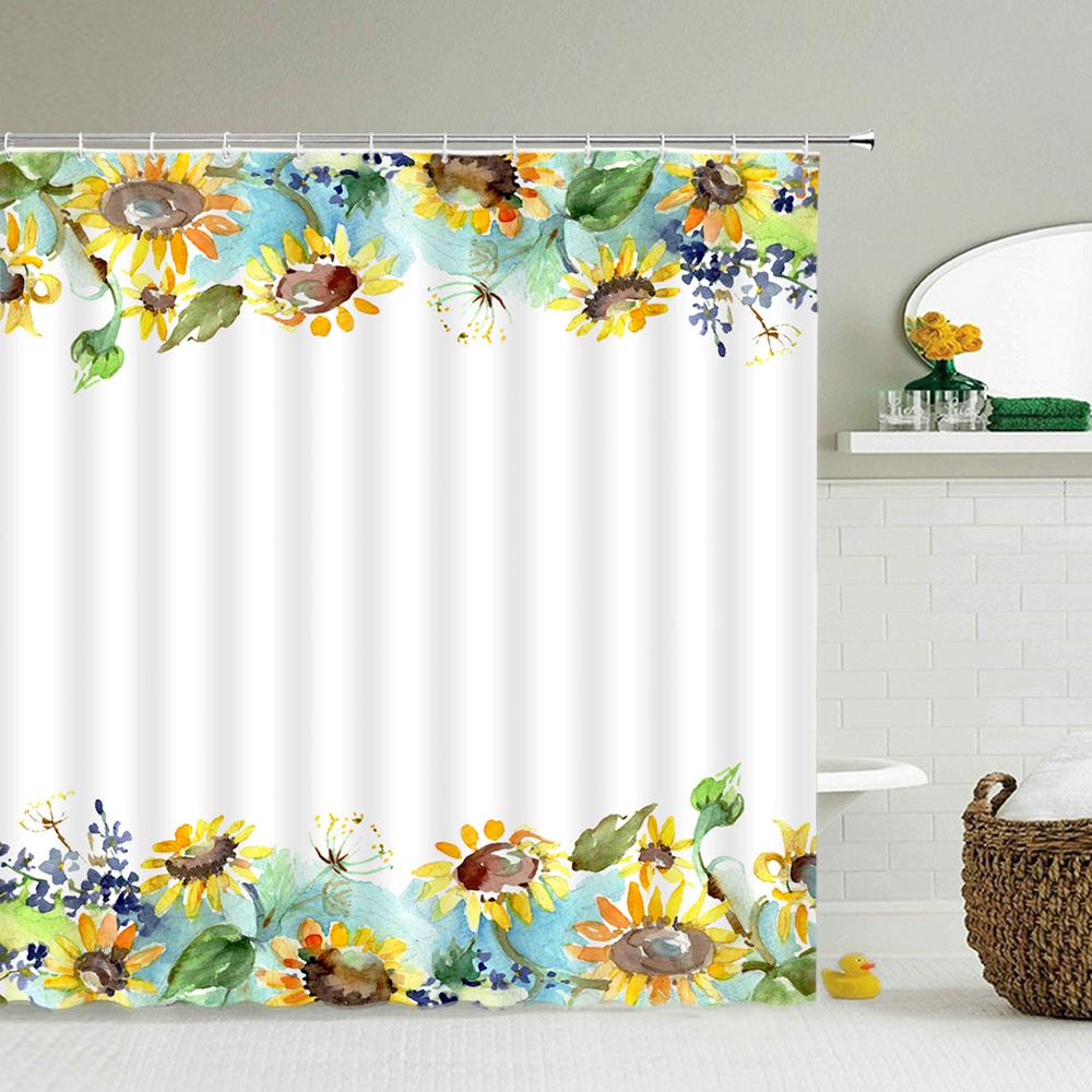3D Flower Tulip Blossom Cactus Lavender Rose Shower Curtains Bathroom Curtain Frabic Waterproof Polyester Bath Curtain With Hook