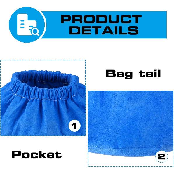 3 Pack VRC2 Cloth Filter for Vacmaster 1.5 To 3.2 Gallon Wet/Dry Vacuums, Also Fit for Armor All AA155 AA256 AA255 2.5 Gallon Shop VAC Microlined