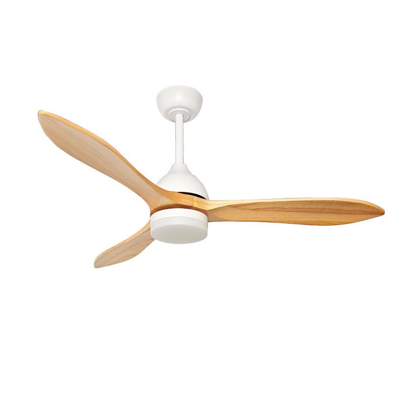 American Retro Ceiling Fan Light with Solid Wood Blades - Industrial Style LED for Restaurants