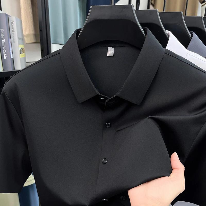Mens Everyday Shirt Short Sleeve Ice Silk MoistureWicking for Business Events